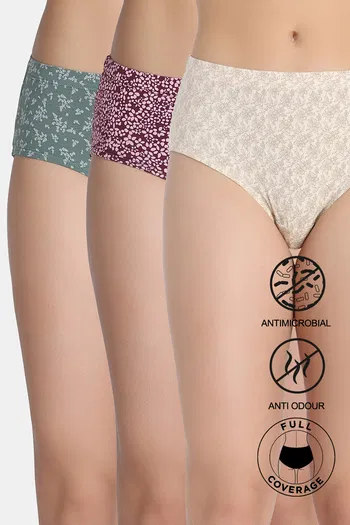 Buy Zivame Medium Rise Full Coverage Hipster Panty (Pack of 3) -  Multicolor